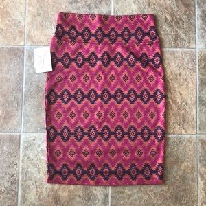 NWT Lularoe S Cassie Fuchia Orange Gray Tribal